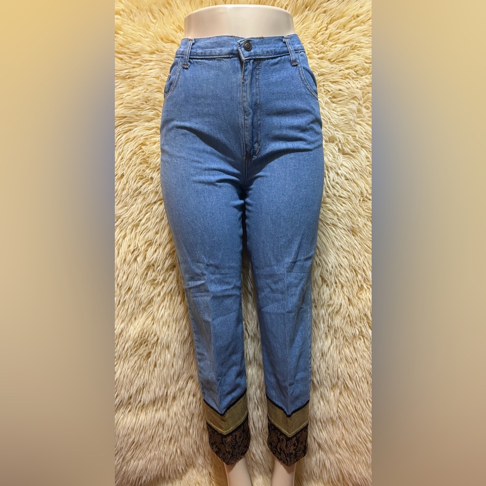 Elegant Vintage Denim with Gold Dragon Magic Rare 90s Jeans w/ Statement Ankles